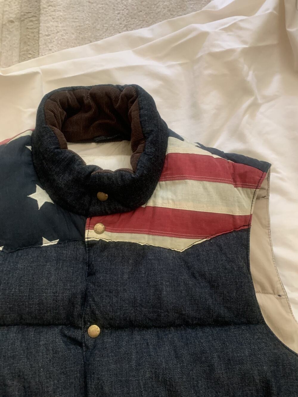 Ralph Lauren Denim & Supply USA American Flag Puffer Vest Jacket L